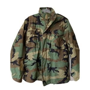 US  Military Cold Weather Field Jacket Coat Woodland Camo Med Reg Lined Isratex